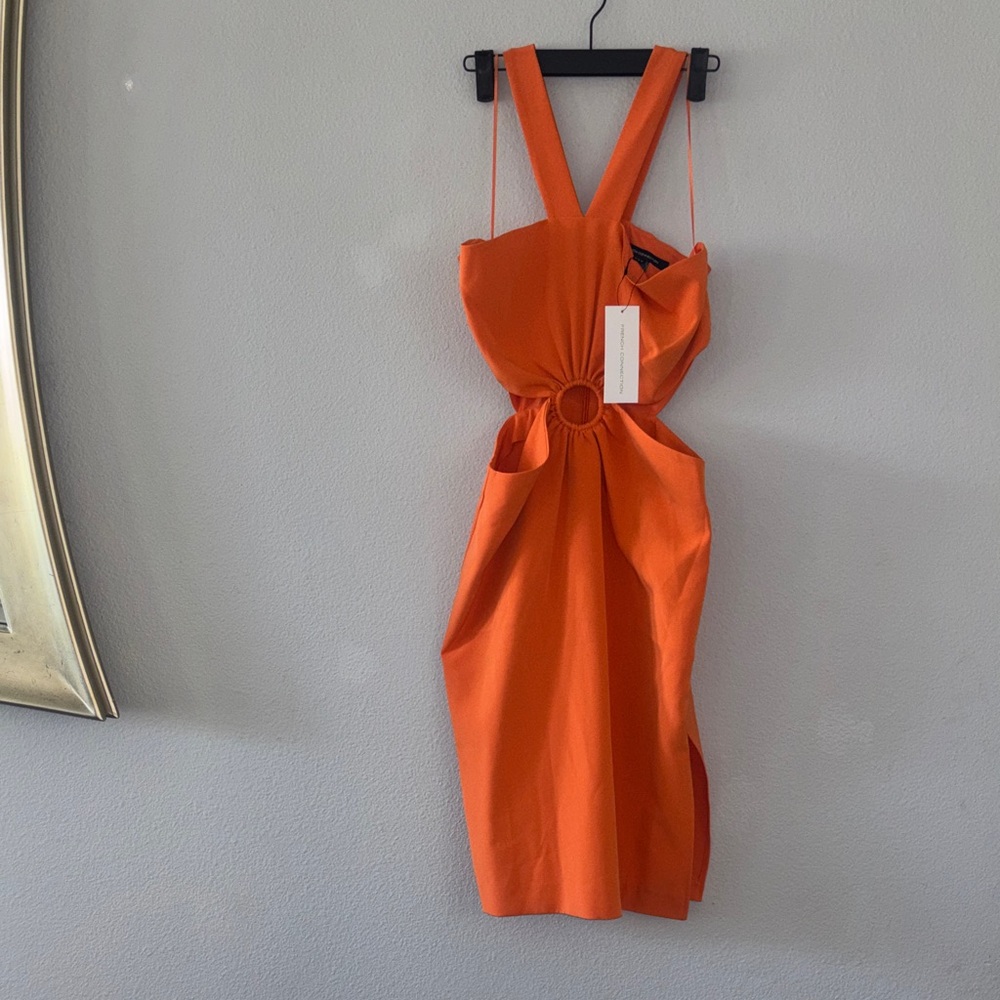 French Connection Bold Orange Backless Dress